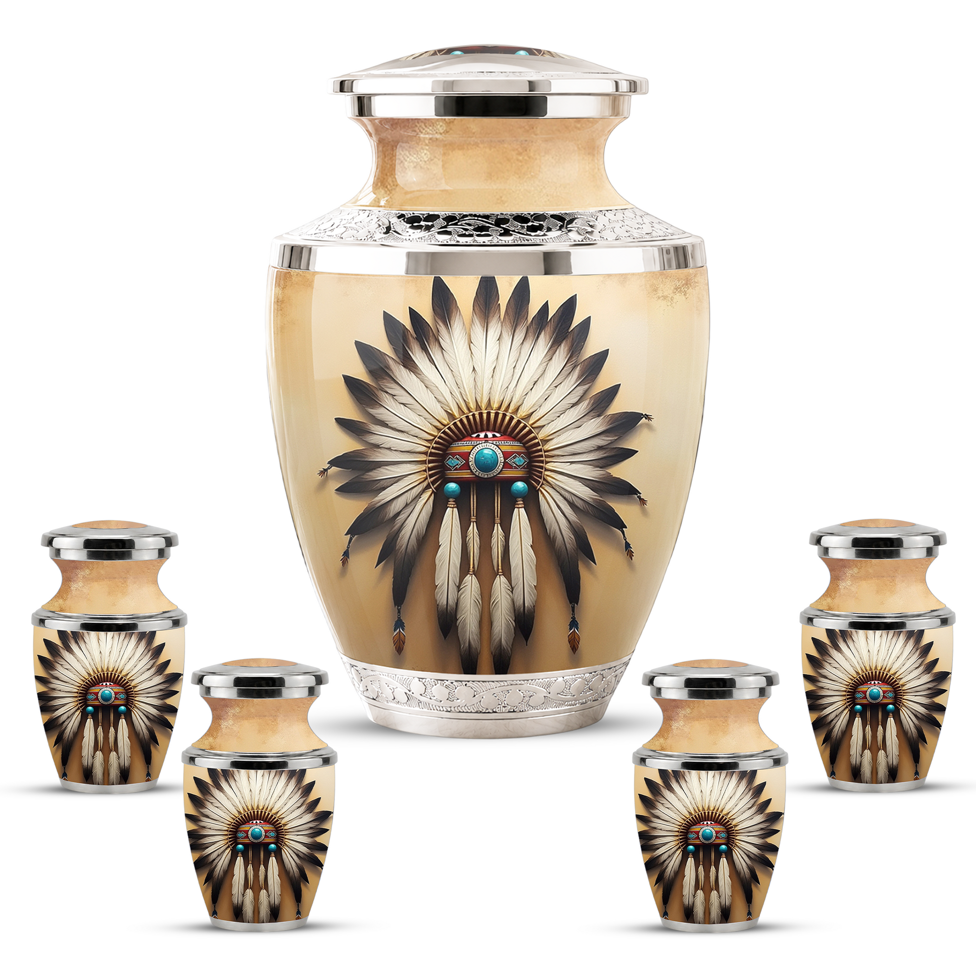 Native American Western Cremation Urn for Dad & Mom, Personalized Memorial Urn