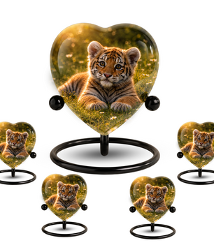 Tiger Urn for Ashes, Heart Shaped Memorial Urn, Personalized Tiger Cremation Urn