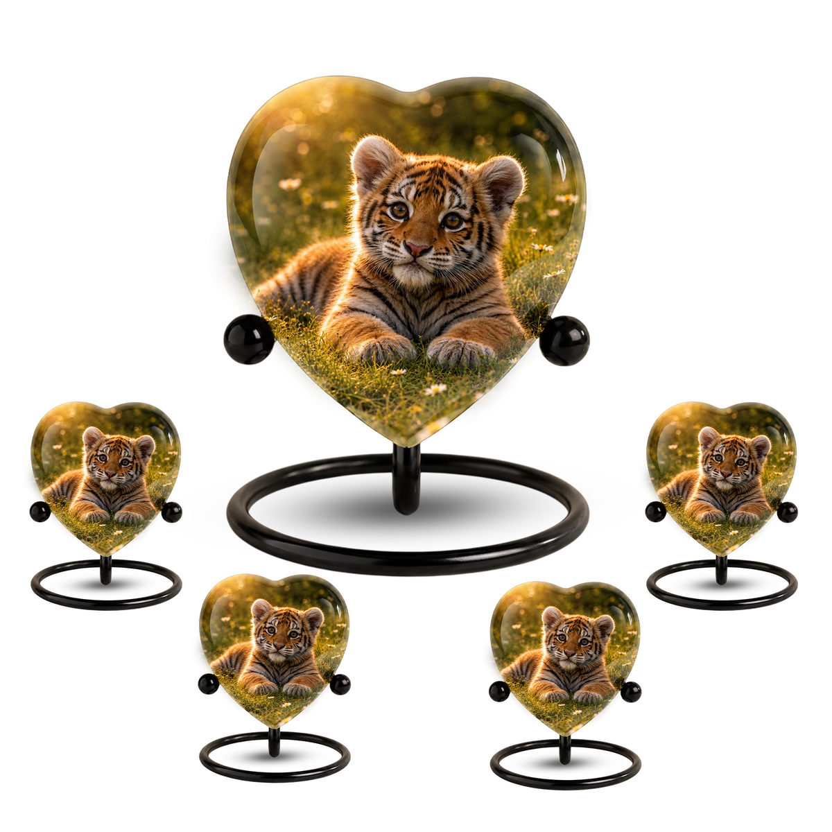 Tiger Urn for Ashes, Heart Shaped Memorial Urn, Personalized Tiger Cremation Urn