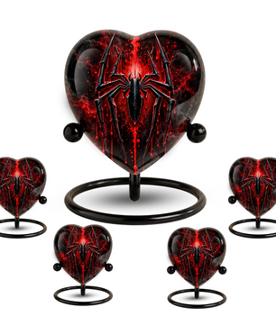 Spider Cremation Urn for Ashes, Gothic Spider Urn, Black Spider Memorial Urn, Red Spider Web Urn, Dark Fantasy Adult Urn, Personalized Heart Urn