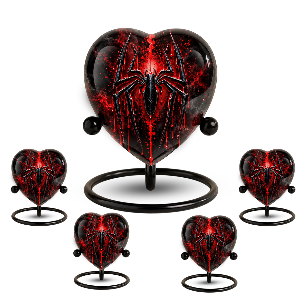 Spider Cremation Urn for Ashes, Gothic Spider Urn, Black Spider Memorial Urn, Red Spider Web Urn, Dark Fantasy Adult Urn, Personalized Heart Urn