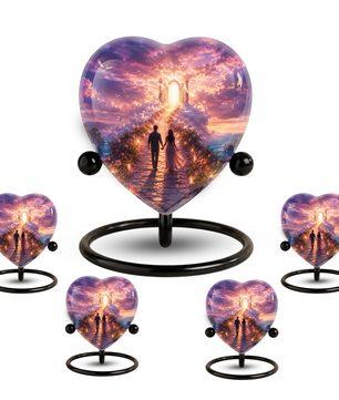 Heart Shaped Adult Cremation Urn for Ashes – Heavenly Couple Memorial Urn for Loved Ones