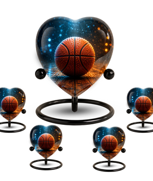 Basketball Heart-Shaped Adult Cremation Urn – Basketball Adult Urn for Human Ashes