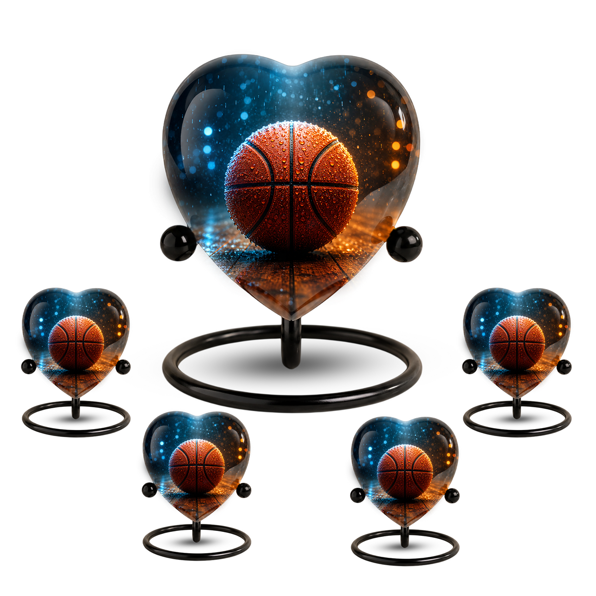 Basketball Heart-Shaped Adult Cremation Urn – Basketball Adult Urn for Human Ashes