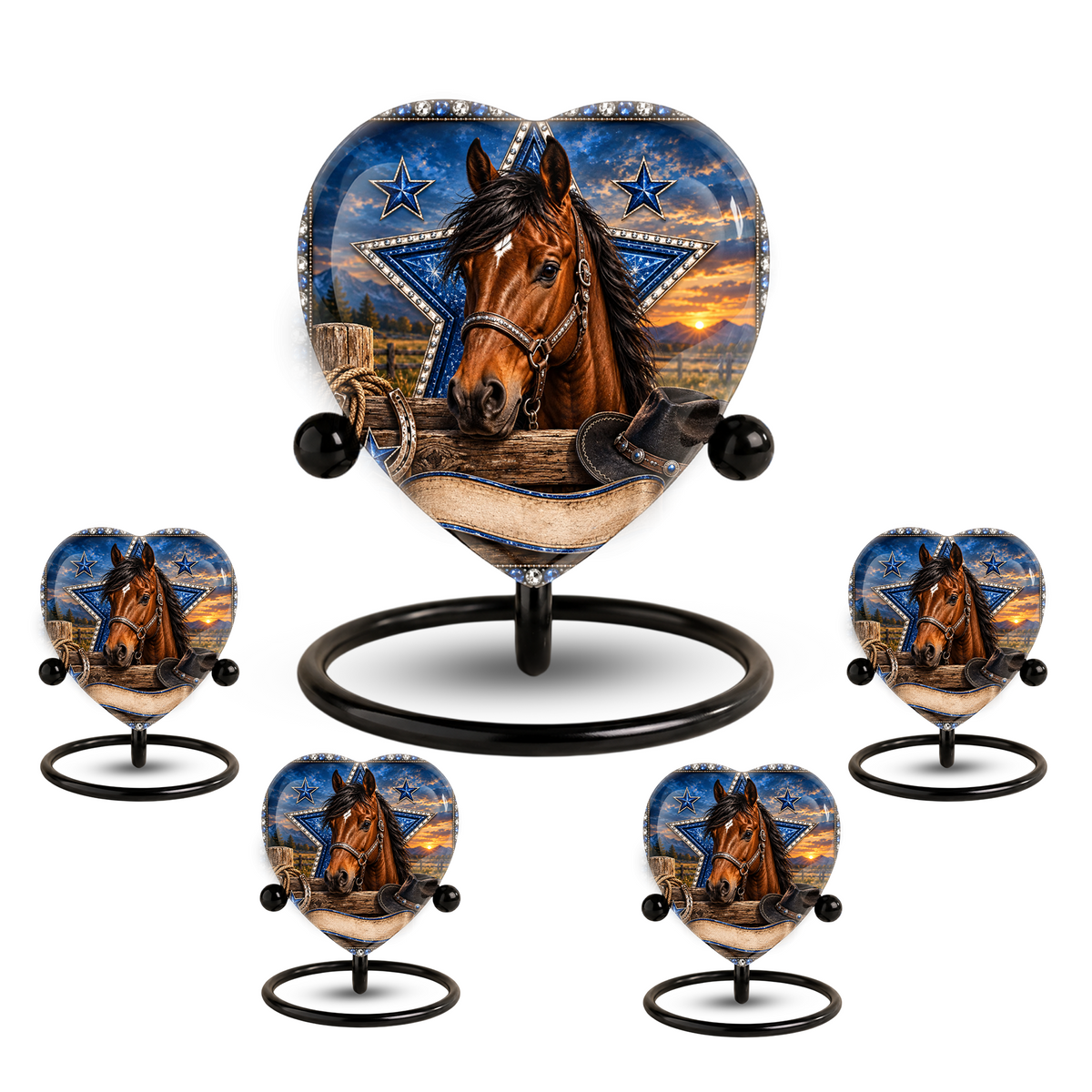 Horse Memorial Wind Chime – Heart-Shaped Western Horse Remembrance Garden Decoration