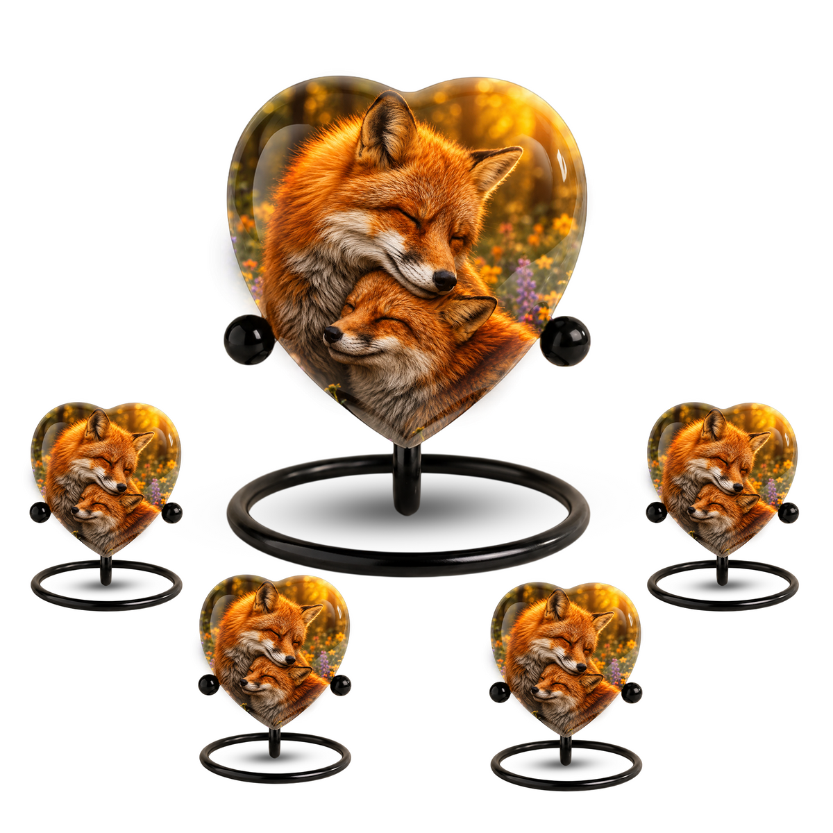 Fox Adult Urn for Ashes, Heart Shaped Adult Cremation Urn, Fox Memorial Urn for Adults