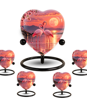 Flamingo Heart Adult Cremation Urn for Ashes, Personalized Memorial Urn for Adults,