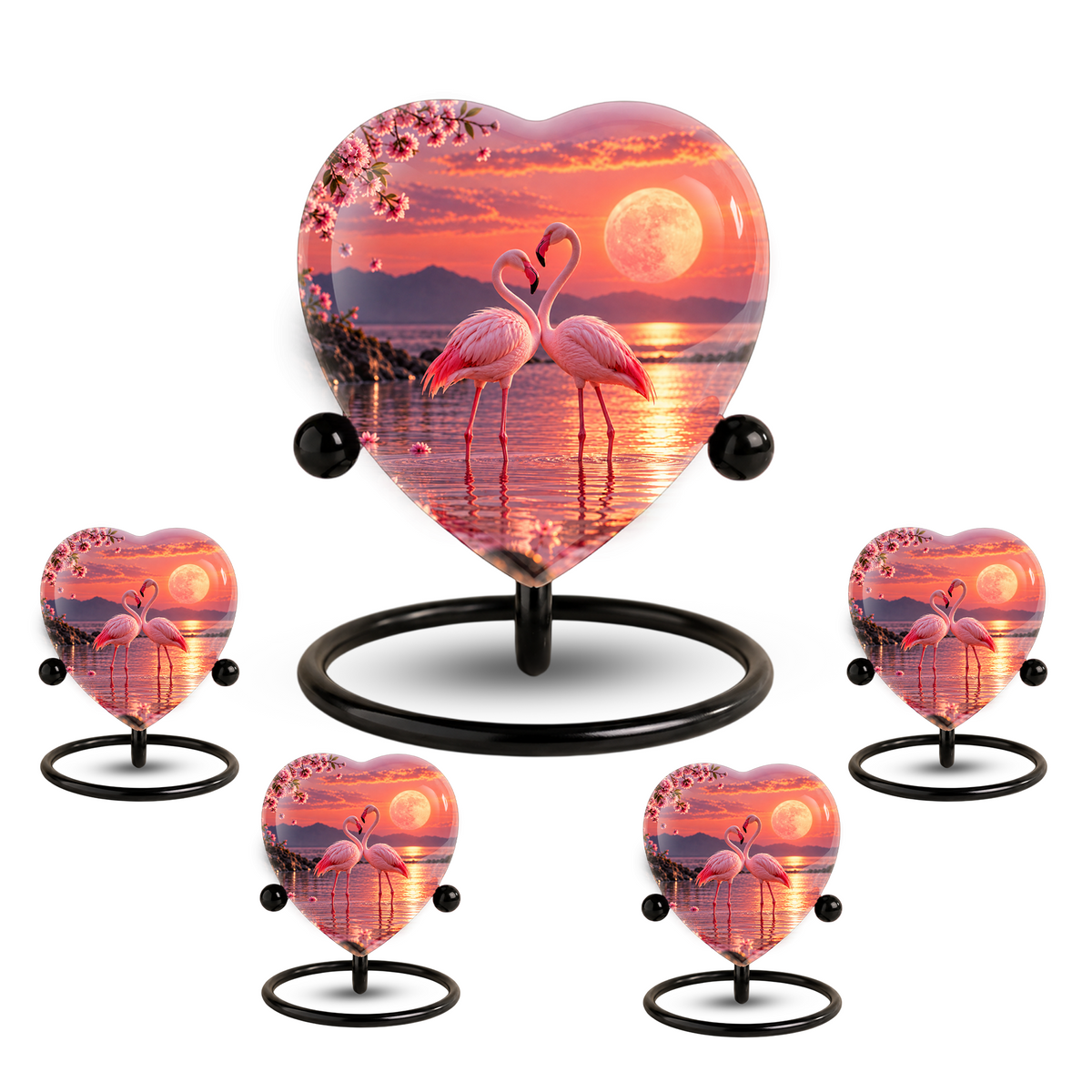 Flamingo Heart Adult Cremation Urn for Ashes, Personalized Memorial Urn for Adults,