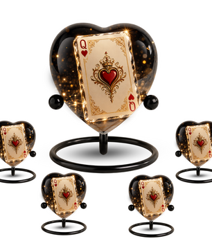 Queen of Hearts Adult Urn – Elegant Adult Cremation Urn for Ashes, Heart Memorial Urn