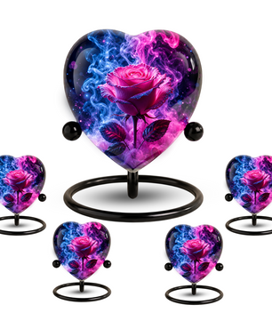 Pink Rose Adult Urn – Adult Urn for Ashes, Rose Cremation Urn, Heart-Shaped Adult Cremation Urn
