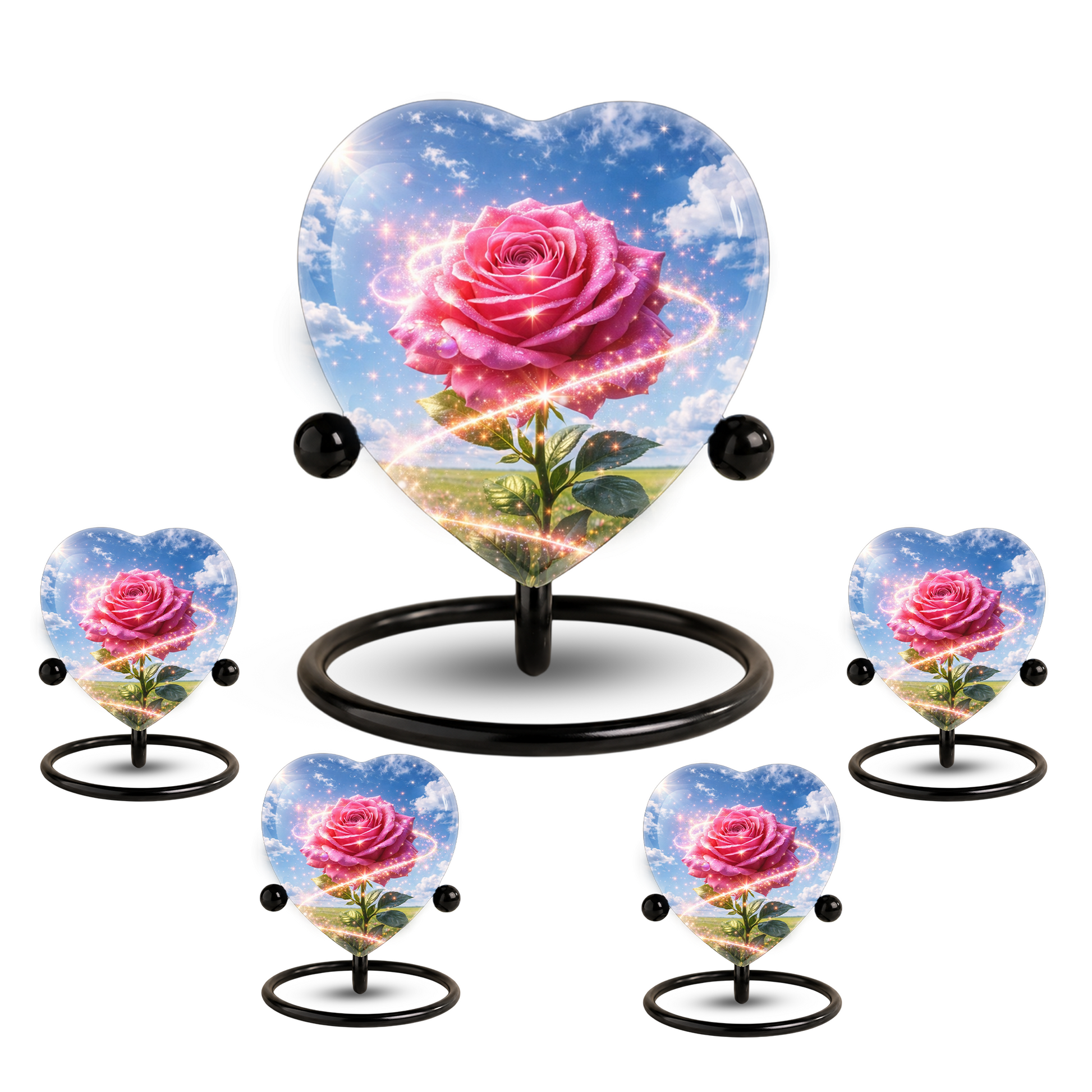 Pink Rose Heart Urn for Mom – Personalized Keepsake Urn for Mom, Beautiful Cremation Urn for Women