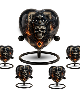 Skull King Heart Cremation Urn for Adults – Unique Adult Urn for Ashes