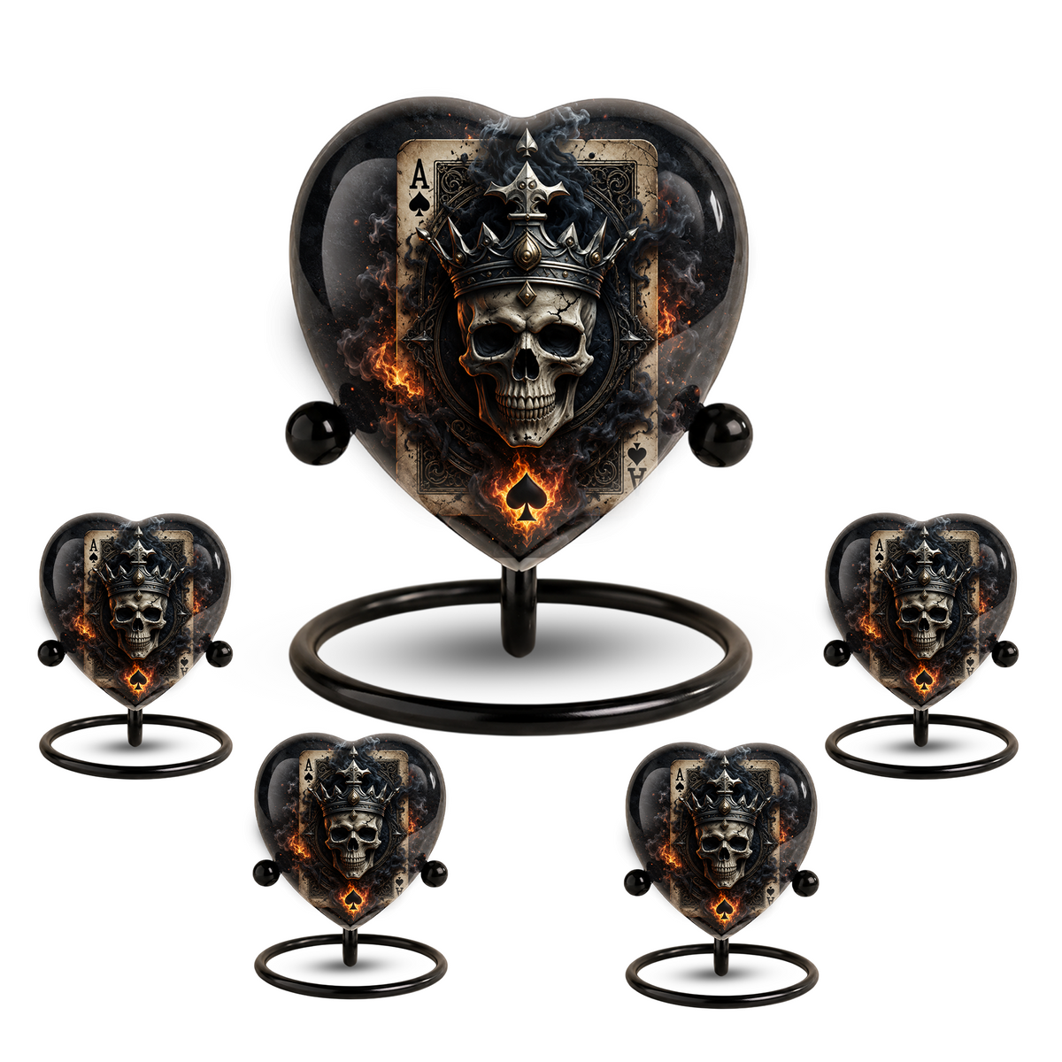 Skull King Heart Cremation Urn for Adults – Unique Adult Urn for Ashes