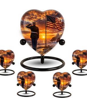 American Flag Urn for Dad, Personalized Military Cremation Urn for Men, Patriotic Adult Urn for Father