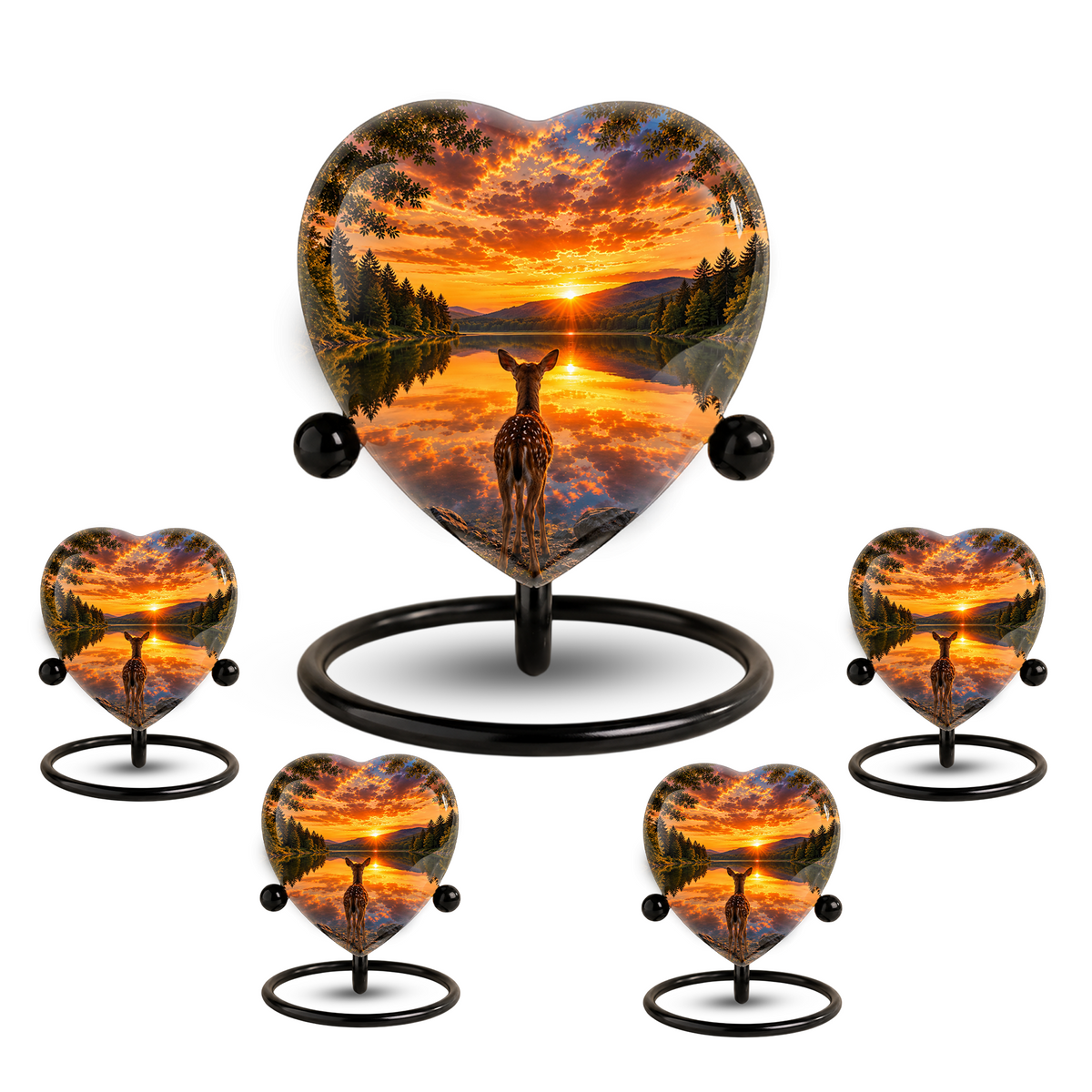 Deer Urn for Ashes, Heart Shaped Adult Cremation Urn, Personalized Deer Memorial Urn