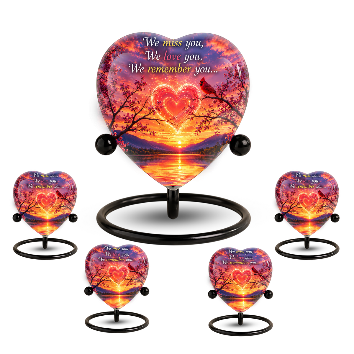 Sunset Heart Memorial Urn – Adult Urn for Ashes, Sunset Cremation Urn, Heart-Shaped Adult Cremation Urn