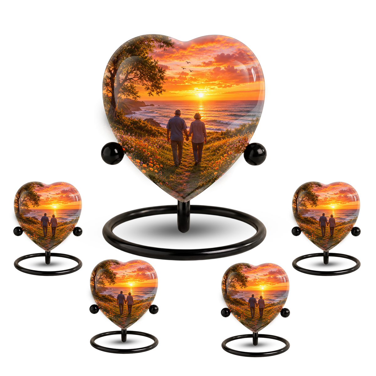 Personalized Sunset Beach Companion Cremation Urn for Mom & Dad