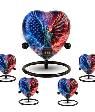 American Eagle Wings Statue of Liberty Urn – Adult Urn for Ashes, Patriotic Cremation Urn