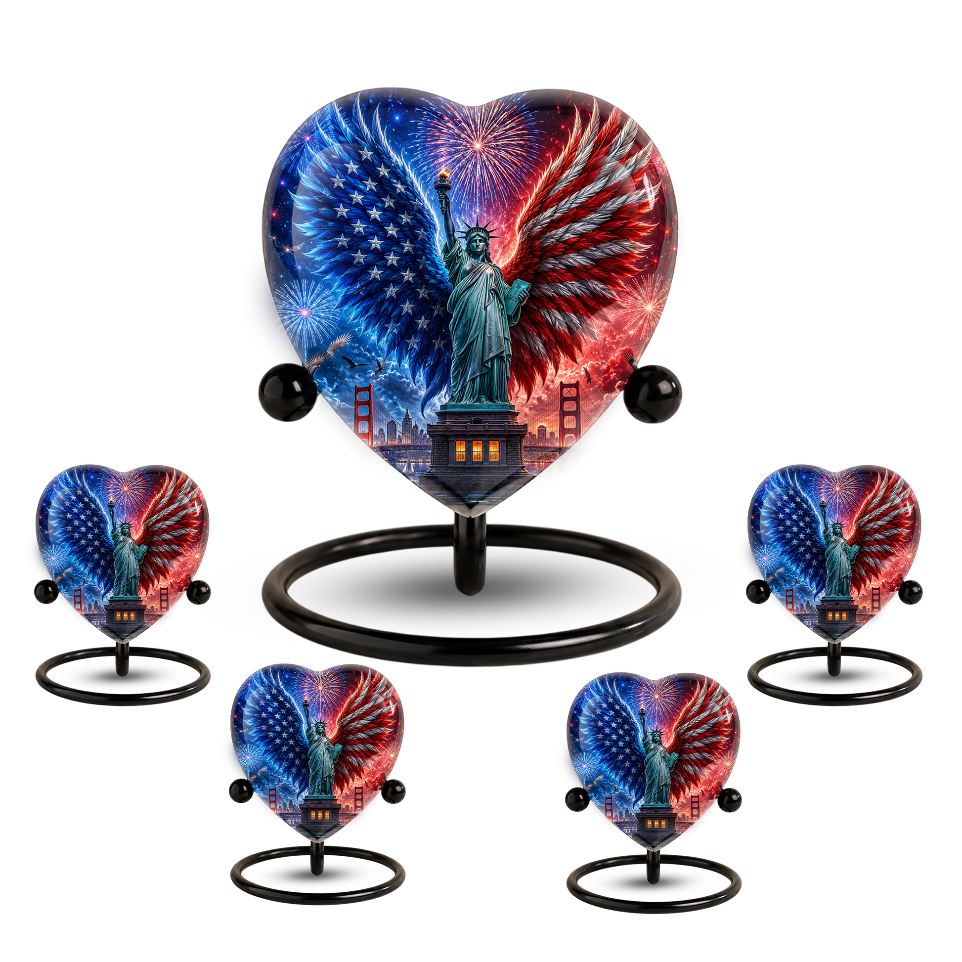 American Eagle Wings Statue of Liberty Urn – Adult Urn for Ashes, Patriotic Cremation Urn
