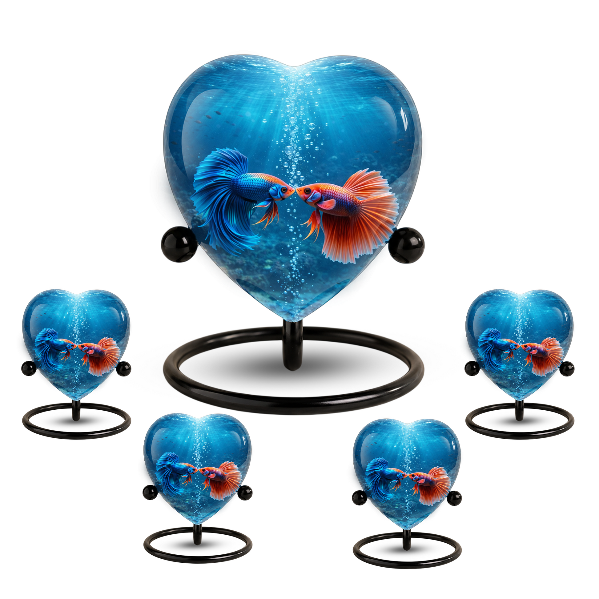 Heart-Shaped Betta Fish Cremation Urn – Beautiful Memorial Keepsake Urn for Adult Ashes, Unique Fish Urn for Loved Ones