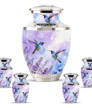 Purple Hummingbird Cremation Urn for Mom, Urn for Human Ashes, Custom Urn for Mother