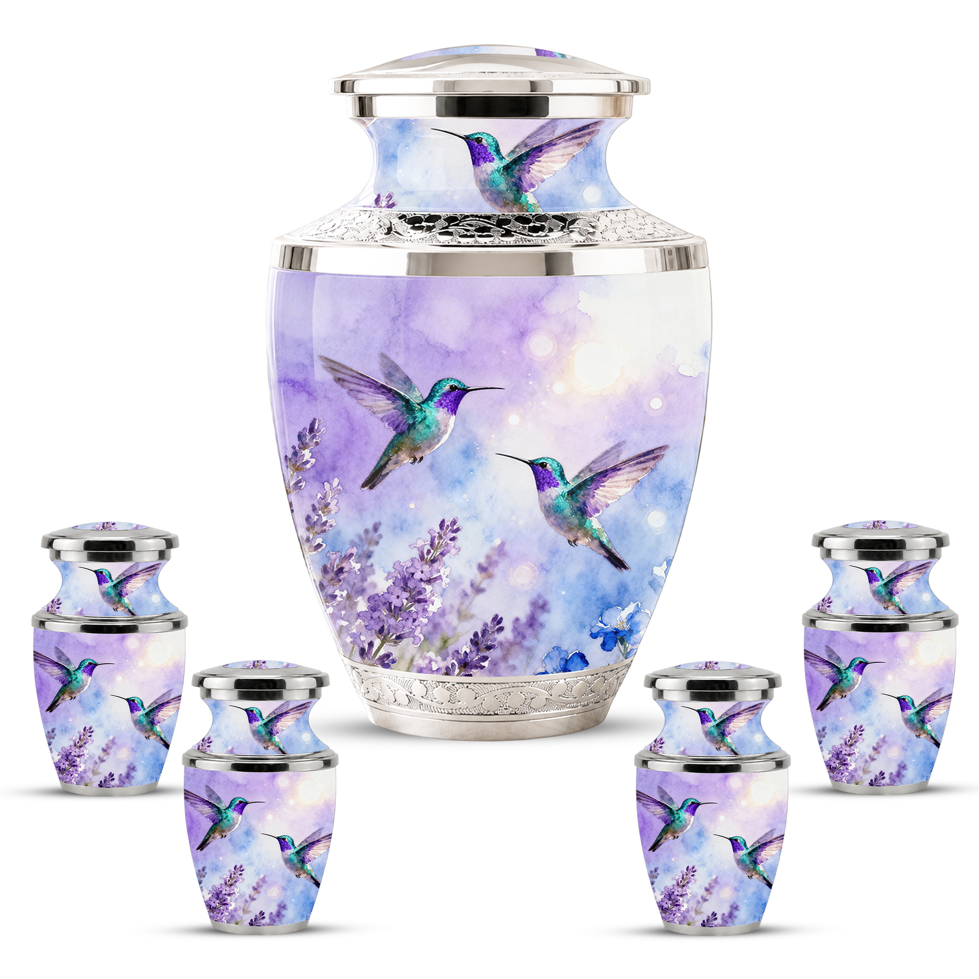 Purple Hummingbird Cremation Urn for Mom, Urn for Human Ashes, Custom Urn for Mother