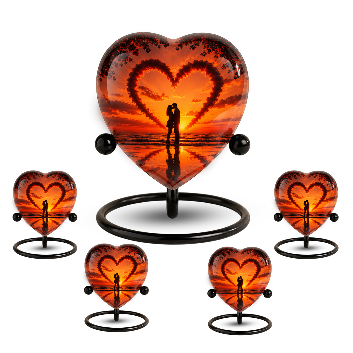 Sunset Heart Cremation Urn for Adult Ashes, Personalized Beach Urn for Human Ashes, Romantic Ocean Memorial Urn