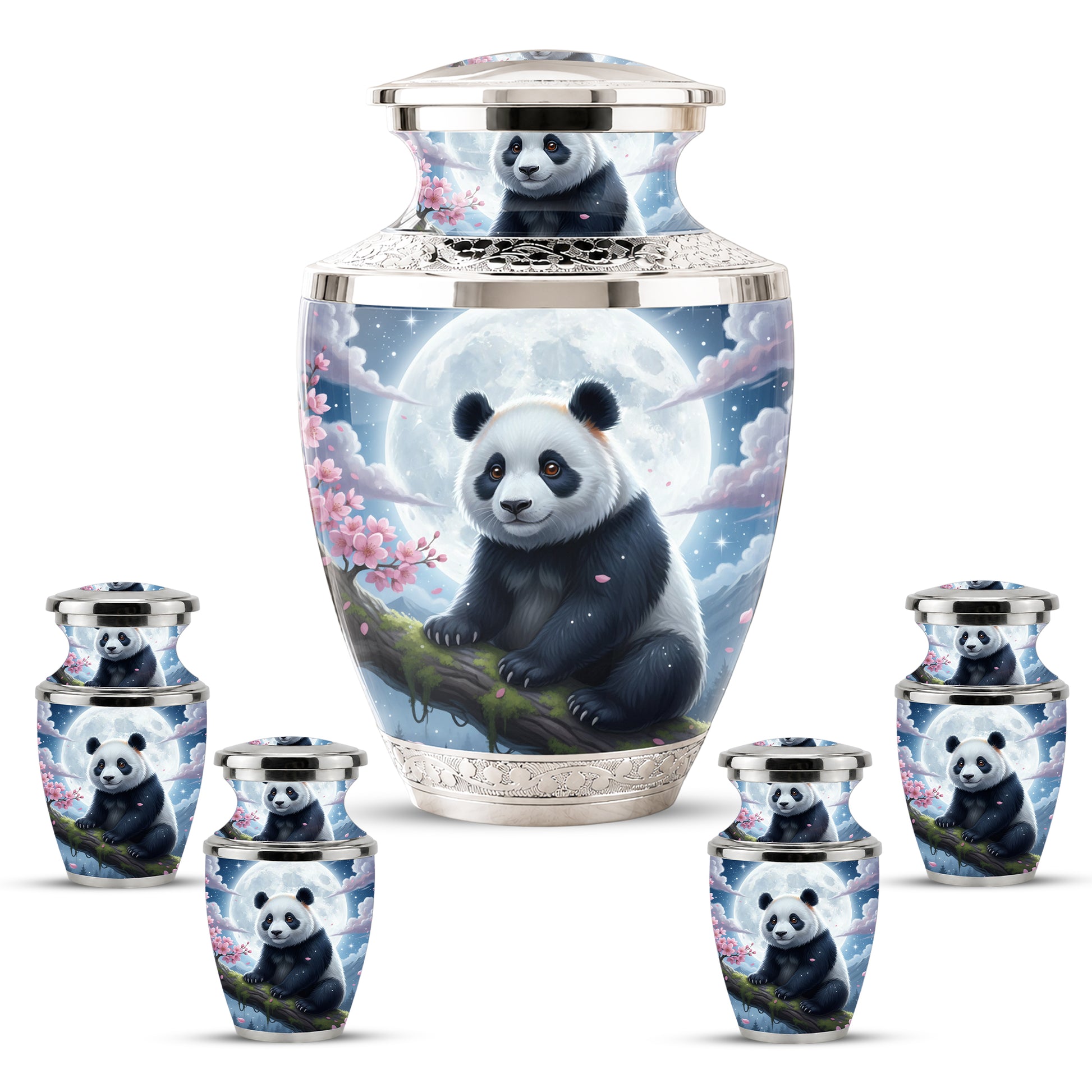Panda Cremation Urn for Mom, Personalized Moon Memorial Urn for Baby Ashes