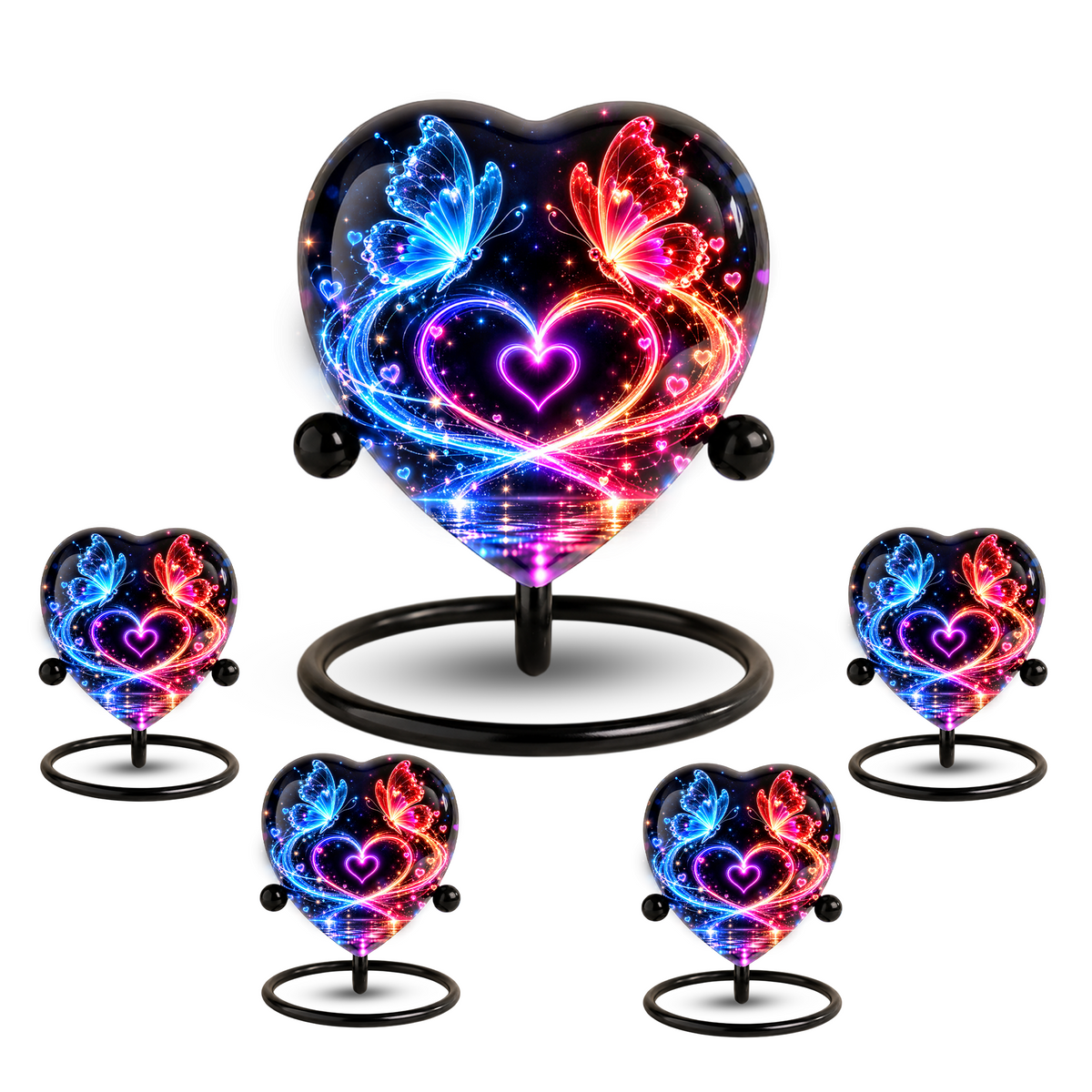 Butterfly Adult Urn for Ashes, Blue and Red Butterfly Heart Memorial Urn, Colorful Love and Light Cremation Urn