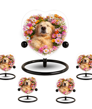 Golden Retriever Flower Heart Adult Urn for Ashes – Peaceful Floral Memorial Cremation Urn