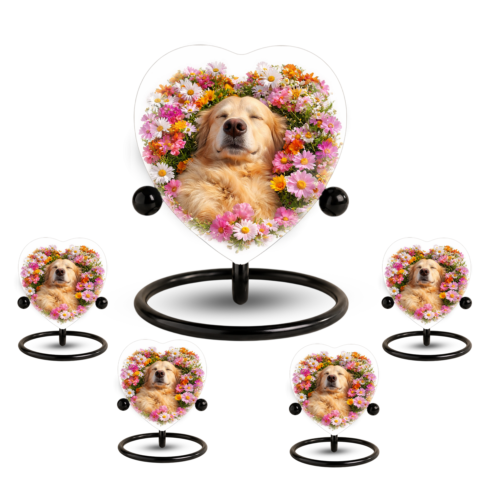 Golden Retriever Flower Heart Adult Urn for Ashes – Peaceful Floral Memorial Cremation Urn