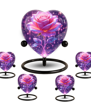 Rose Heart Urn for Mom – Personalized Keepsake Urn for Mom, Beautiful Cremation Urn for Female Ashes