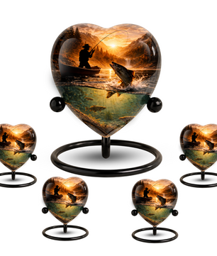 Fishing Urn for Dad – Gone Fishing Cremation Urn for Human Ashes, Personalized Adult Male Keepsake Urn