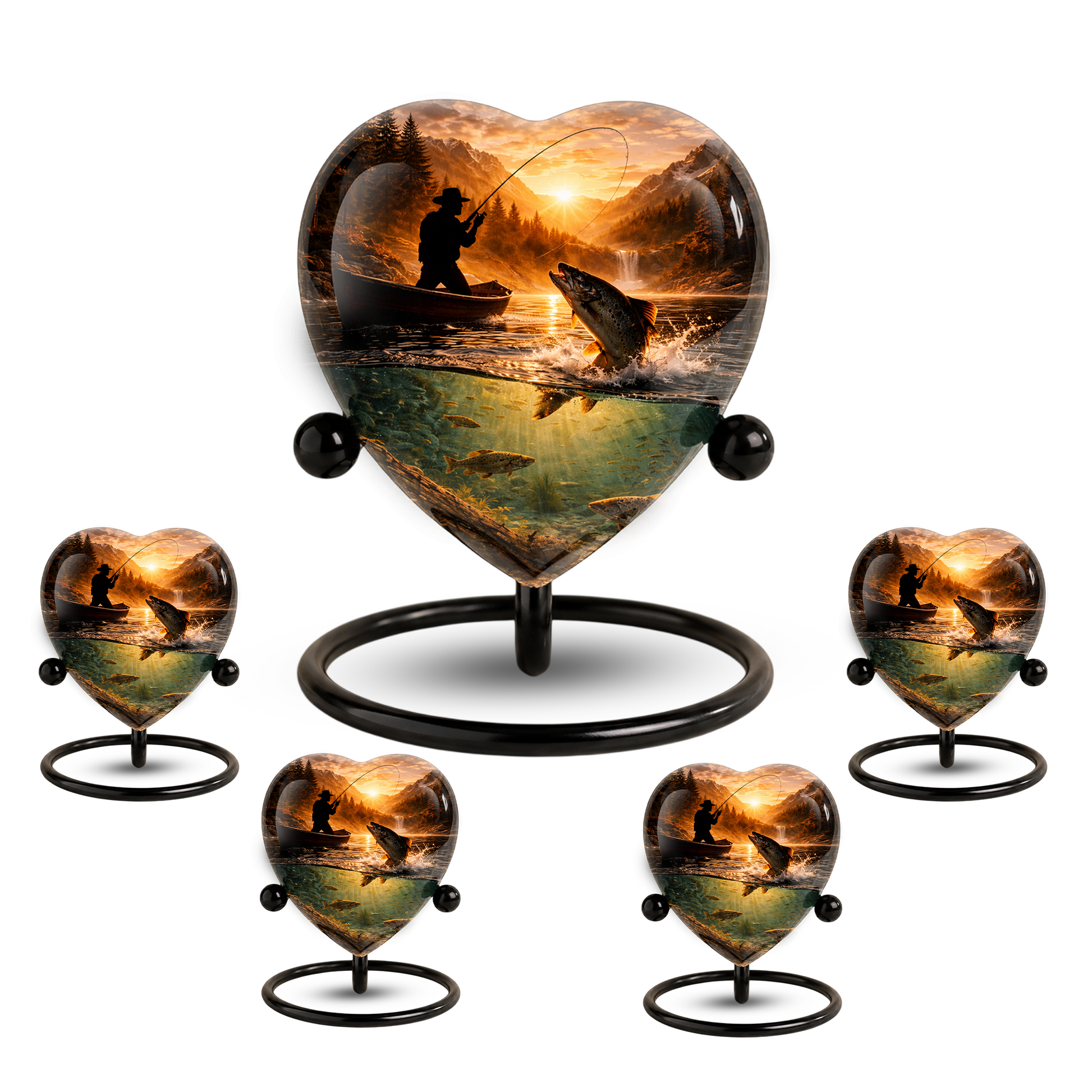 Fishing Urn for Dad – Gone Fishing Cremation Urn for Human Ashes, Personalized Adult Male Keepsake Urn