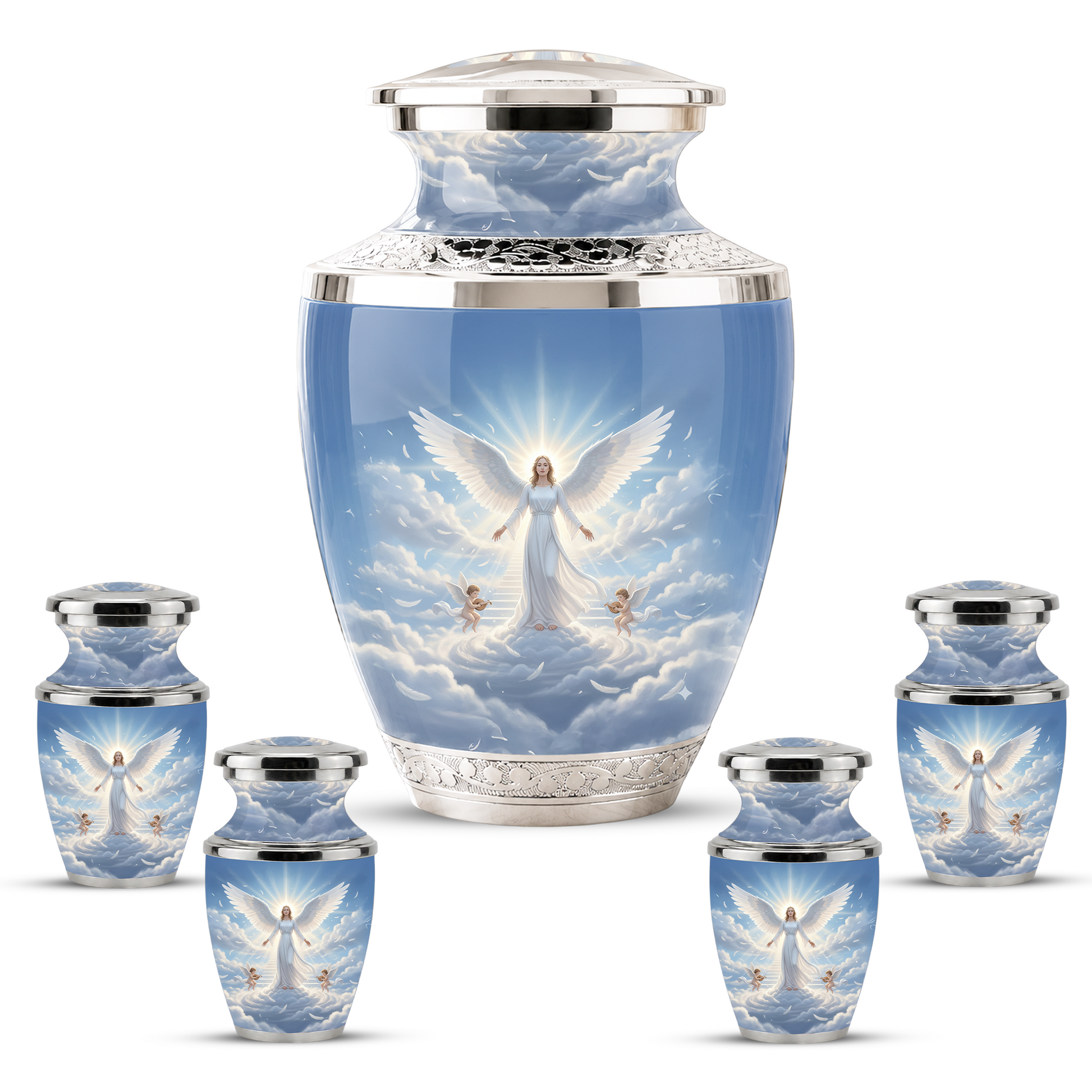 Guardian Angel Cremation Urn for Mom, Personalized Angel Memorial Urn for Human Ashes