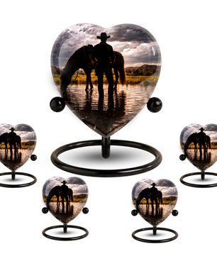 Horse & Cowboy Dad Urn for Ashes | Personalized Urn for Dad, Father & Son