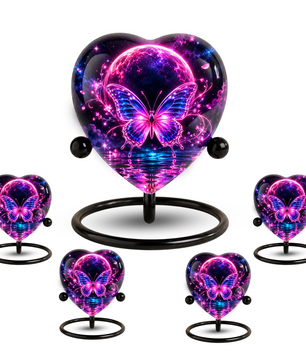 Pink Butterfly Adult Urn for Ashes, Purple and Blue Butterfly Memorial Urn, Celestial Moon Cremation Urn
