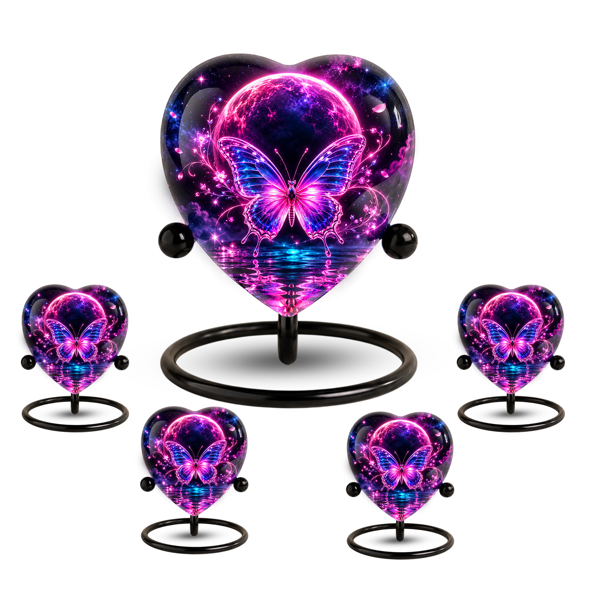 Pink Butterfly Adult Urn for Ashes, Purple and Blue Butterfly Memorial Urn, Celestial Moon Cremation Urn