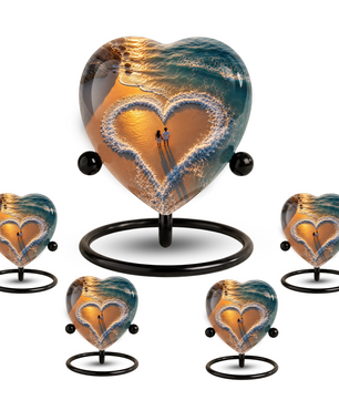 Beach Heart Cremation Urn for Adult Ashes, Personalized Ocean Memorial Urn, Adult Urn for Human Ashes, Custom Beach Urn