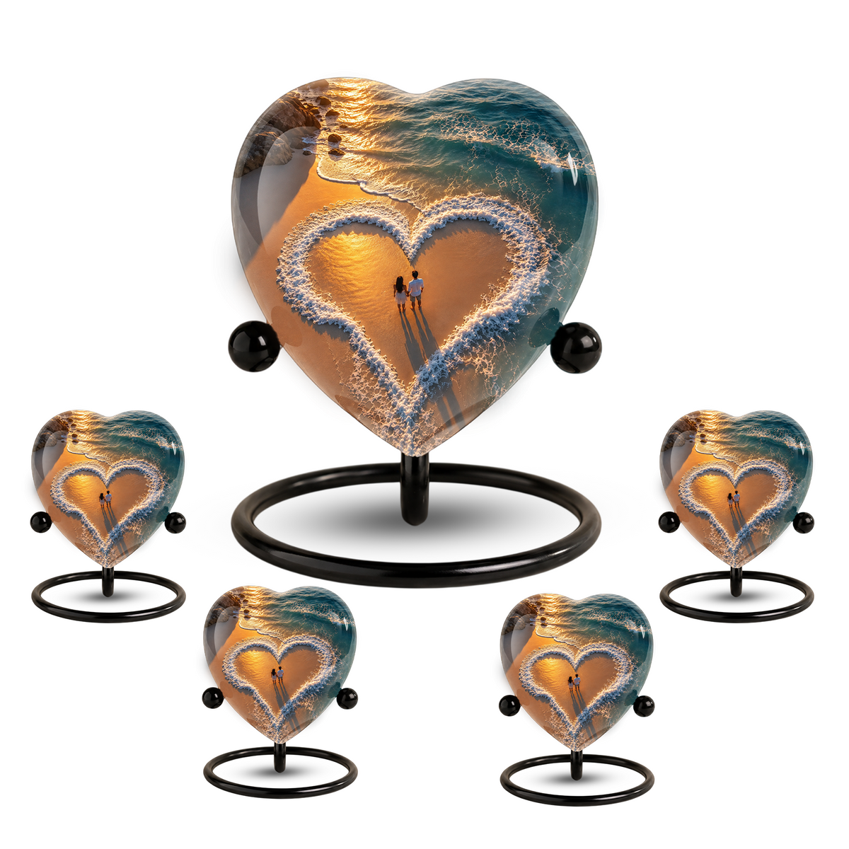 Beach Heart Cremation Urn for Adult Ashes, Personalized Ocean Memorial Urn, Adult Urn for Human Ashes, Custom Beach Urn