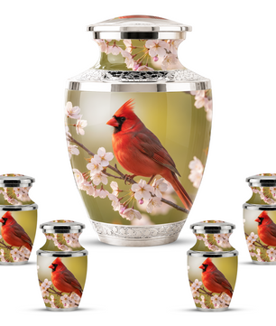 Red Cardinal Cremation Urn, Cardinal Memorial Urn for Human Ashes
