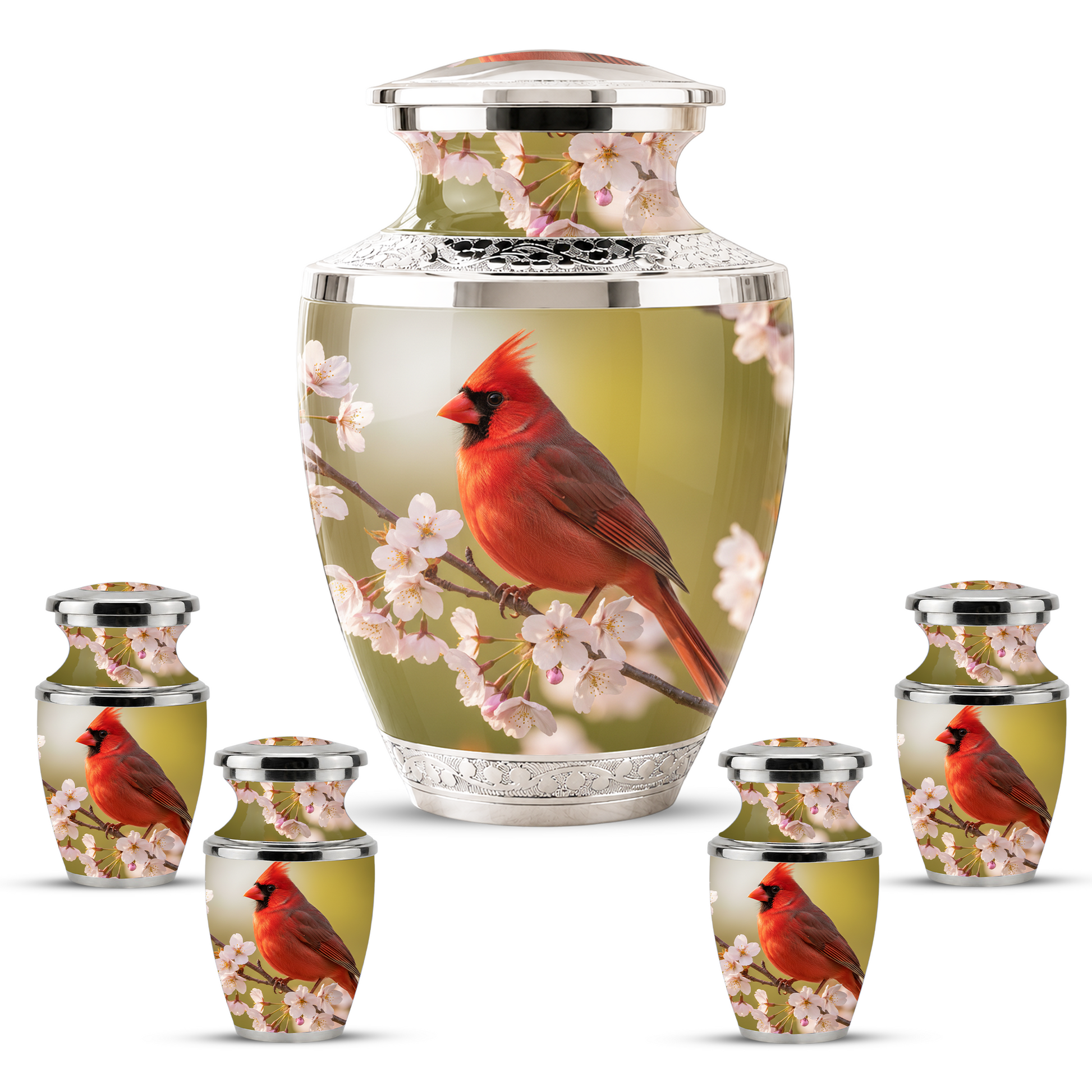 Red Cardinal Cremation Urn, Cardinal Memorial Urn for Human Ashes