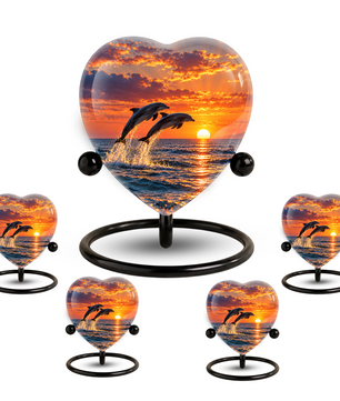 Dolphin Couple Cremation Urn for Ashes, Dolphin Memorial Urn, Personalized Ocean Urn, Heart Shaped Cremation Urn,