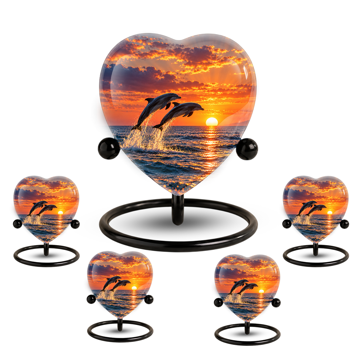 Dolphin Couple Cremation Urn for Ashes, Dolphin Memorial Urn, Personalized Ocean Urn, Heart Shaped Cremation Urn,