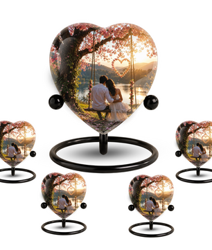 Loving Couple Heart Cremation Urn for Adults – Beautiful Adult Urn for Ashes, Romantic Memorial Urn for Husband & Wife