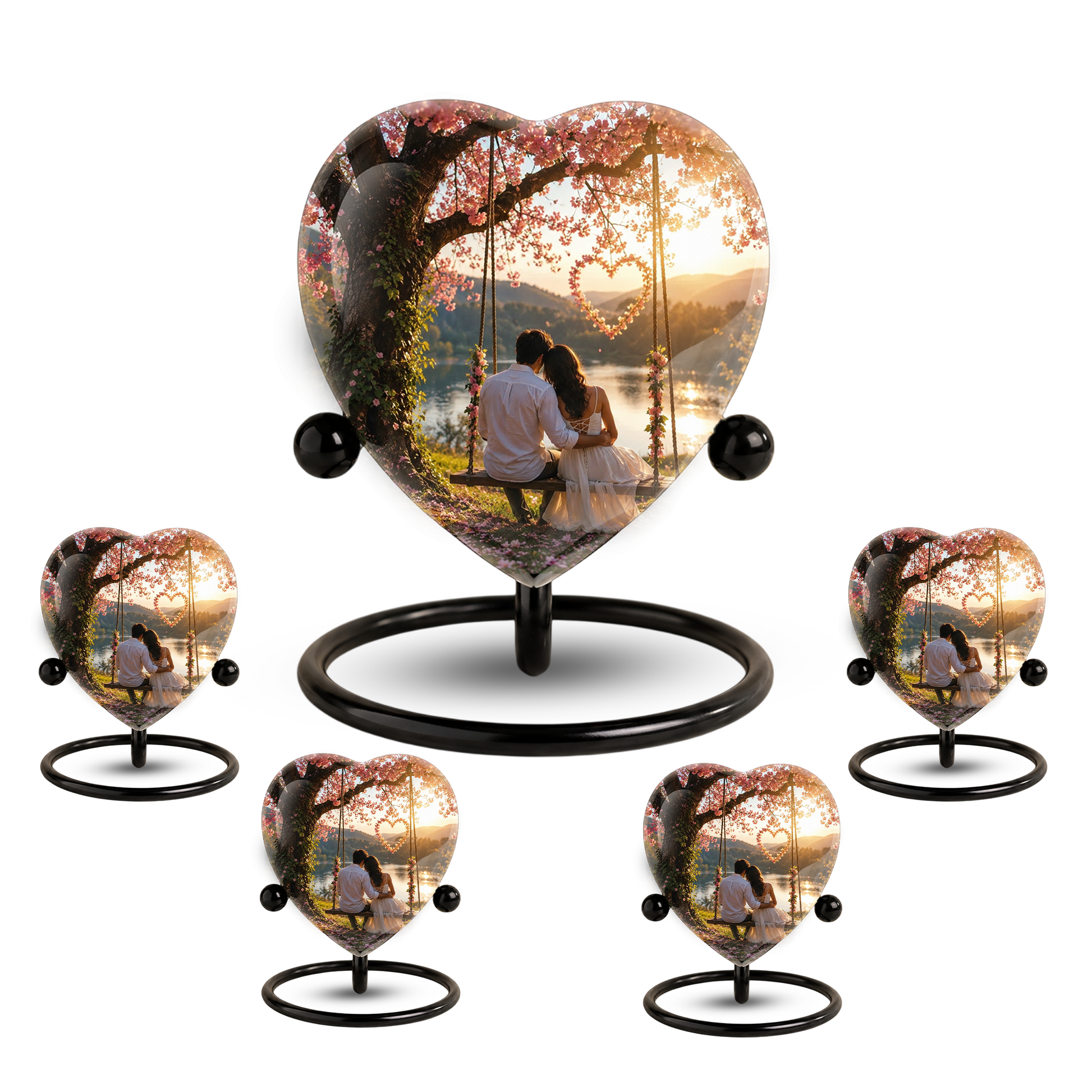 Loving Couple Heart Cremation Urn for Adults – Beautiful Adult Urn for Ashes, Romantic Memorial Urn for Husband & Wife