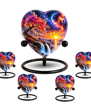 Fantasy Tree Heart Cremation Urn for Ashes, Personalized Adult Memorial Urn, Heart Shaped Cremation Urn