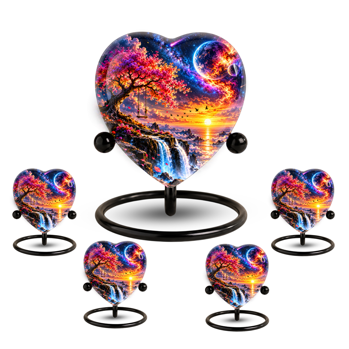 Fantasy Tree Heart Cremation Urn for Ashes, Personalized Adult Memorial Urn, Heart Shaped Cremation Urn