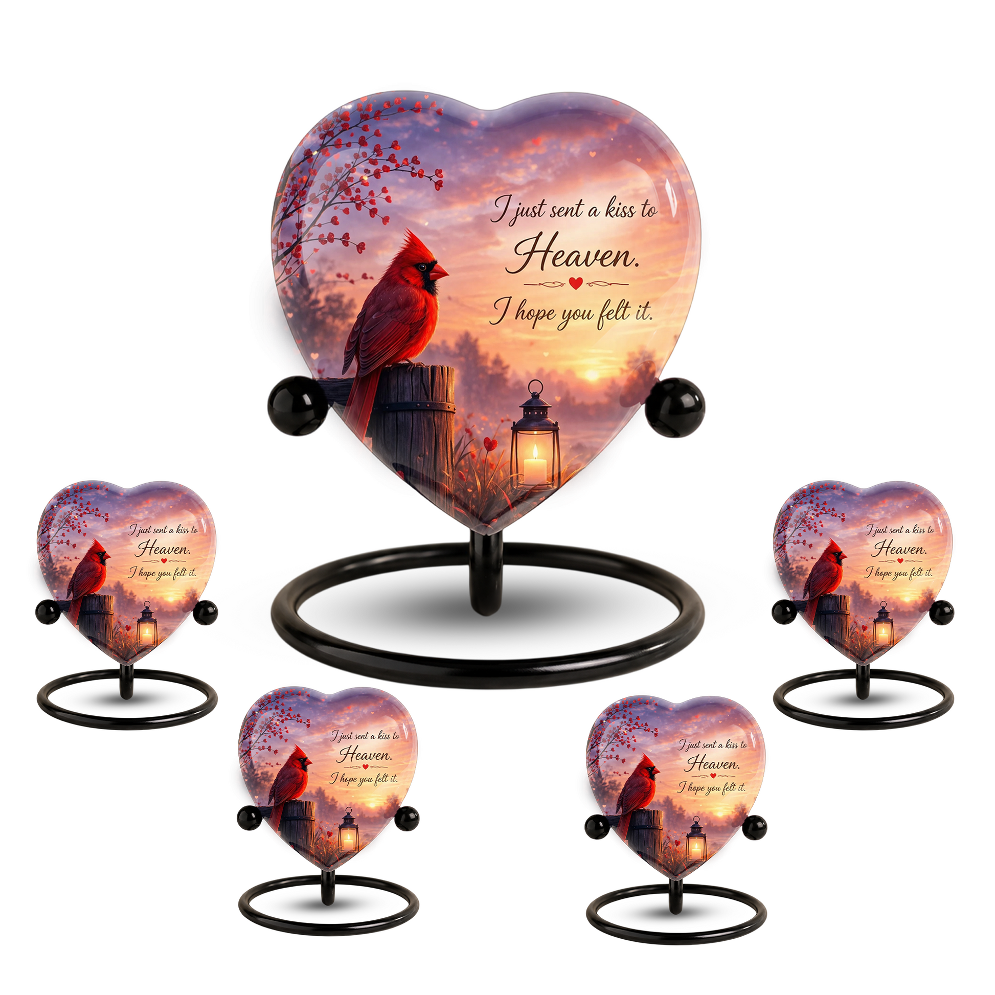 Cardinal Memorial Heart Urn, Adult Cremation Urn and Adult Urns for Ashes