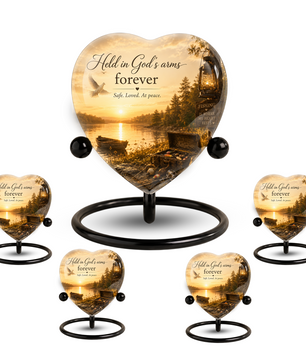 Fishing Adult Urn – Adult Urn for Ashes, Fishing Cremation Urn, Lake Sunset Urn for Adult Ashes